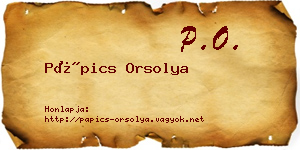 Pápics Orsolya névjegykártya